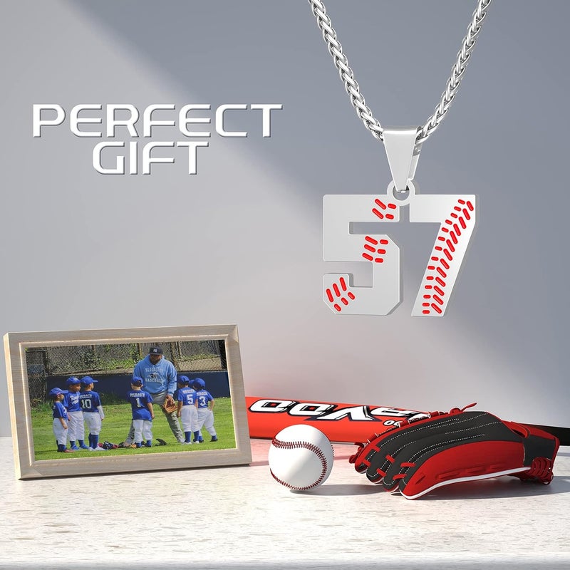 Wikavanli Personalized Baseball Jersey Number 00-99 Necklace - Stainless Steel Baseball Chain Pendant Necklace - Team Jewelry Gift for Boys, Girls, Men, Women - Image 4